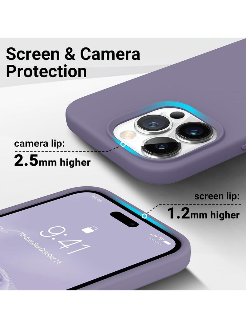 راكسوم [3 في 1] غطاء حماية لهاتف iPhone 15 Pro Max مع واقي شاشة من الزجاج المقوى 9H، غطاء حماية من السيليكون السائل مقاوم للصدمات، غطاء هاتف نحيف لهاتف iPhone 15 Pro Max (iphone 15 Pro Max، رمادي فاتح) - Image 2