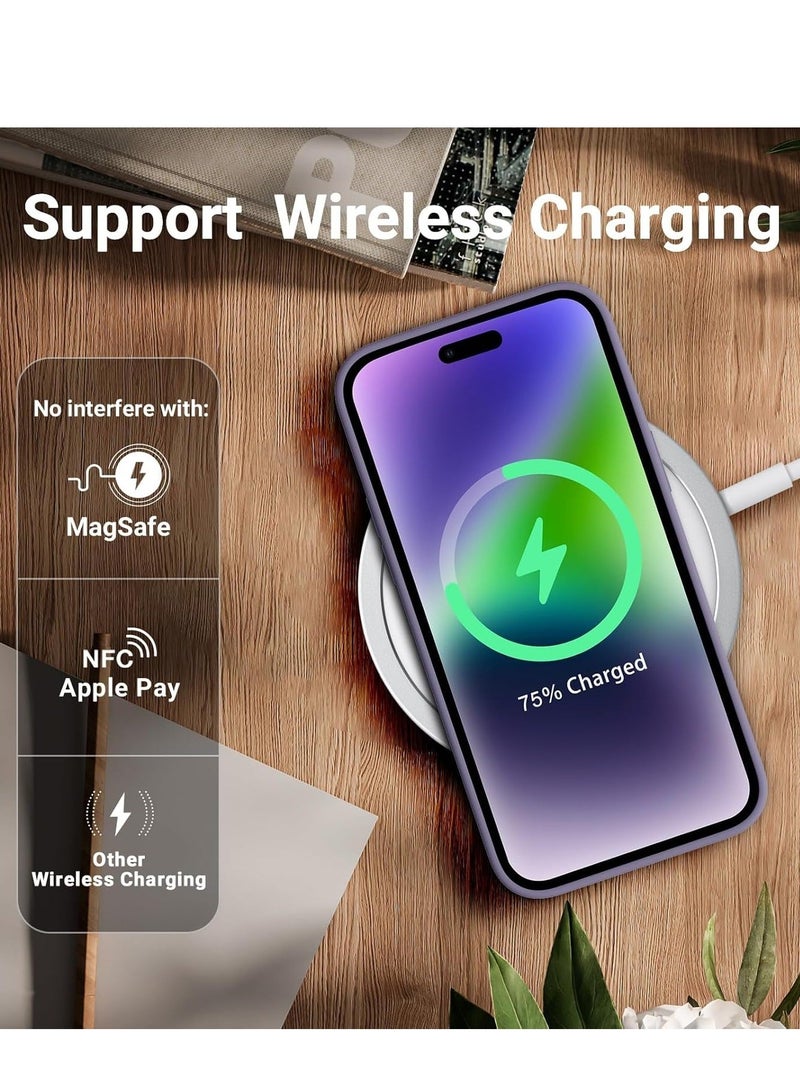 راكسوم [3 في 1] غطاء حماية لهاتف iPhone 15 Pro Max مع واقي شاشة من الزجاج المقوى 9H، غطاء حماية من السيليكون السائل مقاوم للصدمات، غطاء هاتف نحيف لهاتف iPhone 15 Pro Max (iphone 15 Pro Max، رمادي فاتح) - Image 5