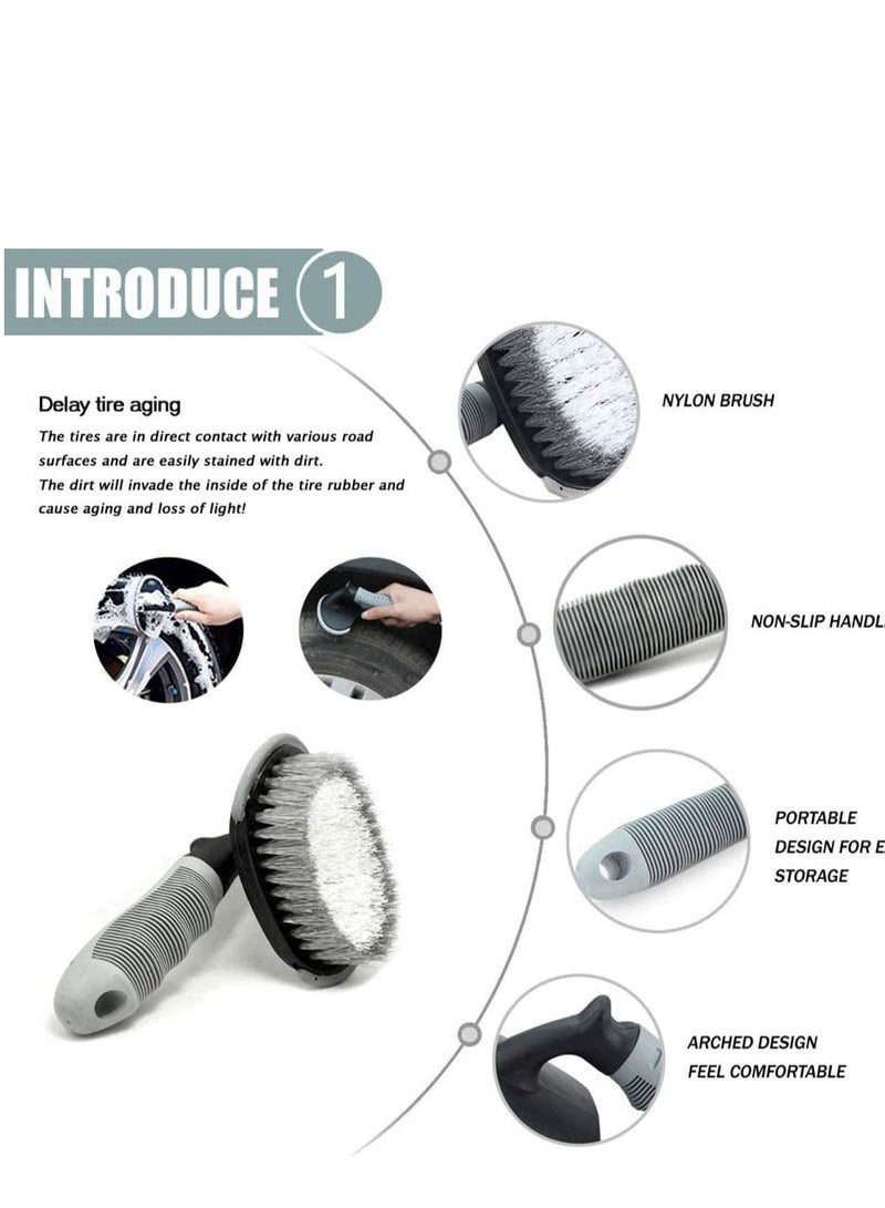 SYOSI Car Wheel Cleaning Brush Kit, Wheel Brush for Car Alloy Wheel and Tyre Brush Cleaning, Rim Cleaner for Your Car, Motorcycle or Bicycle Tire Brush Washing Tool - Image 4