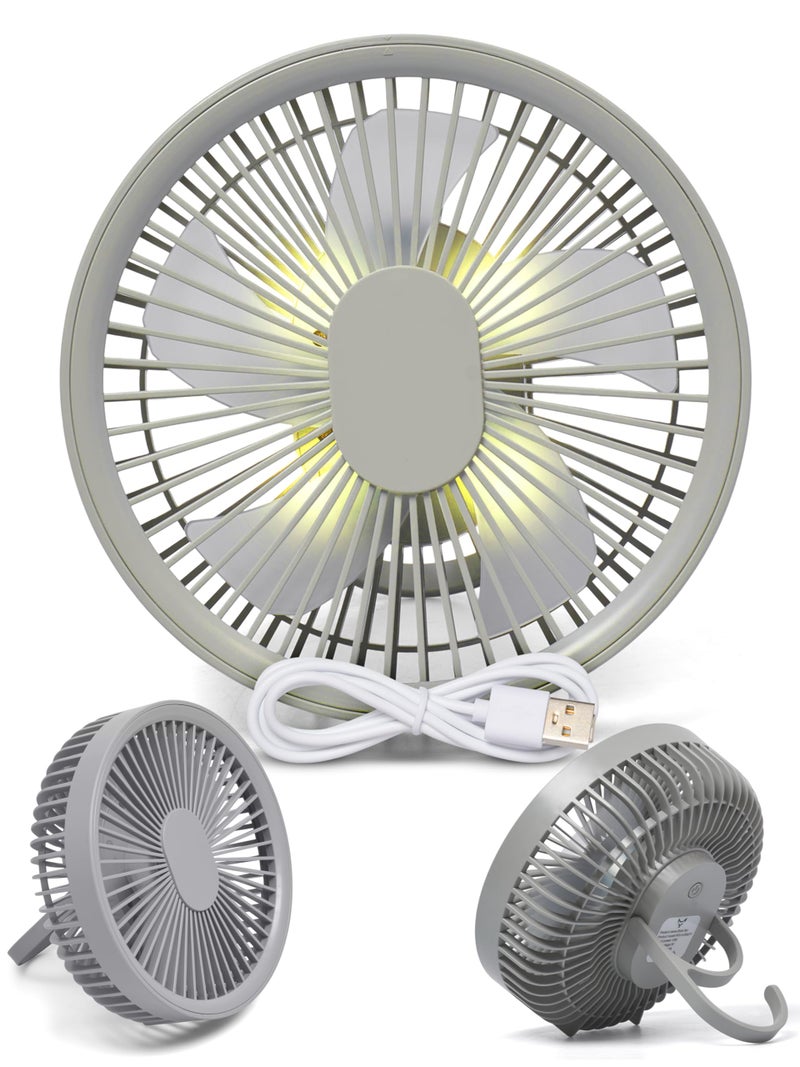Brynnberg Camping Fan for Tent  Rechargeable Portable and Hanging Outdoor Fans  Battery Powered Rechargeable Camping Fan  Modern Design Small Desktop or Ceiling Fan  Grey  86 x 39in