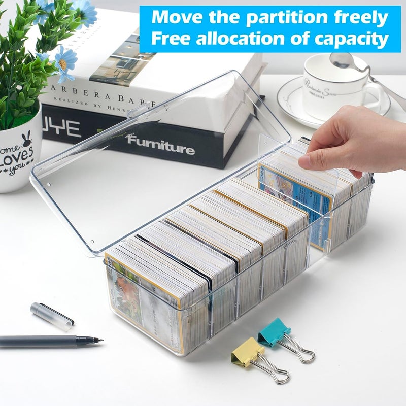 Excefore Trading Card Storage Box, Transparent Card Storage Plastic Box, Large for 560 Cards, Card Case with Removable Dividers for Baseball Cards, Toploaders, Graded Card, Mtg, Magnetic Card - Image 2