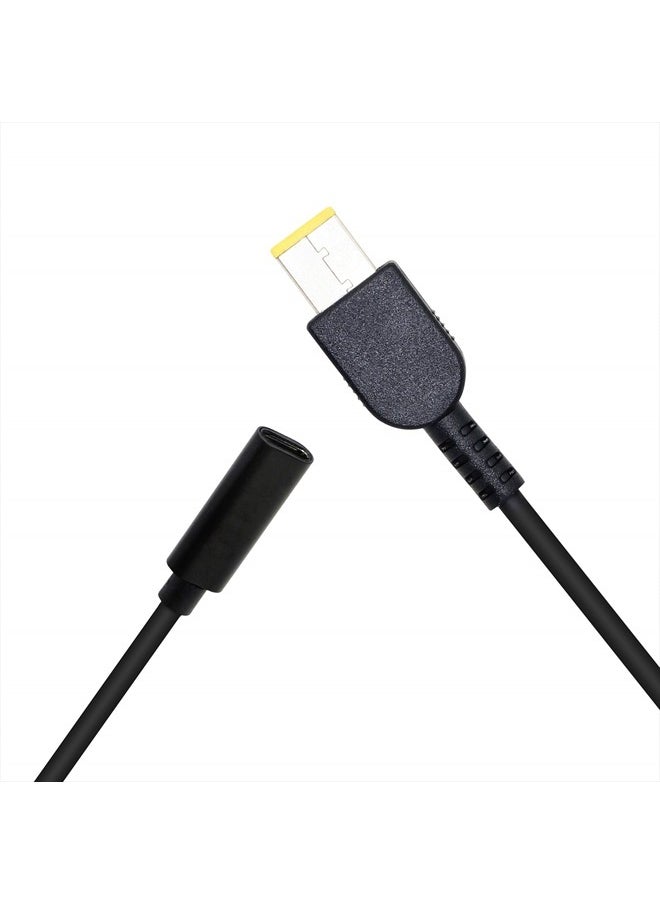 CERRXIAN - 15cm 65W PD USB Type C Female Input to Slim Tip Power Charging Cable for Lenovo Thinkpad E440 E450 E550 E560 T430 T440 T440S Lenovo Yoga 13 Yoga 11S(Square s) - Image 1