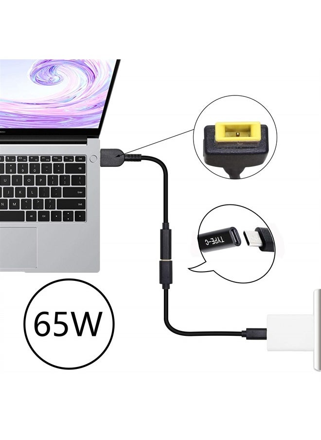 CERRXIAN - 15cm 65W PD USB Type C Female Input to Slim Tip Power Charging Cable for Lenovo Thinkpad E440 E450 E550 E560 T430 T440 T440S Lenovo Yoga 13 Yoga 11S(Square s) - Image 1