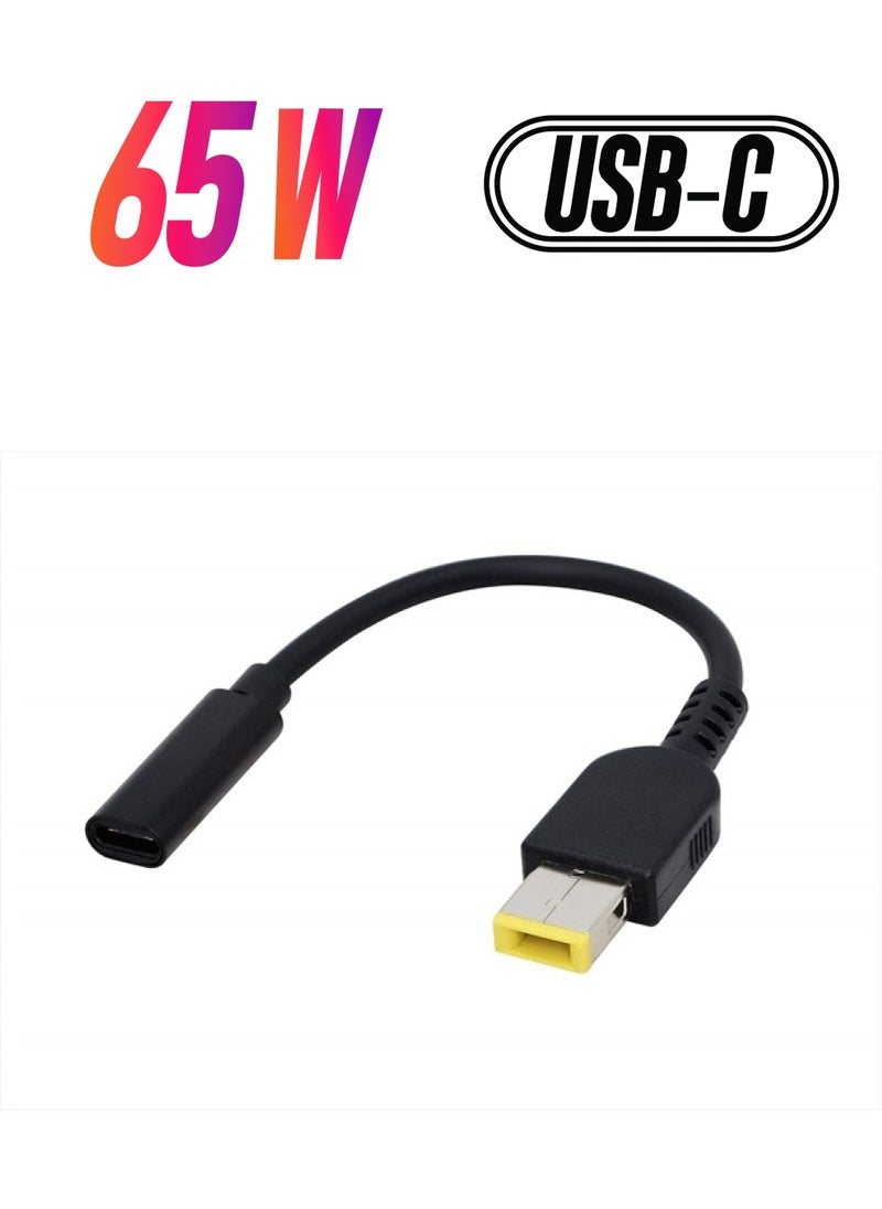 CERRXIAN - 15cm 65W PD USB Type C Female Input to Slim Tip Power Charging Cable for Lenovo Thinkpad E440 E450 E550 E560 T430 T440 T440S Lenovo Yoga 13 Yoga 11S(Square s) - Image 1