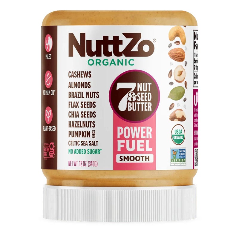 NuttZo Organic Power Fuel 7 Nuts and Seeds Butter Smooth Paleo and Keto Friendly Peanut and Gluten Free Vegan Kosher No Added Sugar or Oil 12 oz Jar - Image 2