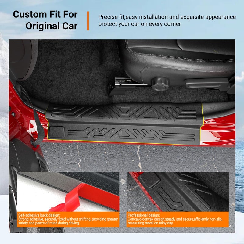 powoq Door Sill Guard Compatible with 2020-2026 Jeep Gladiator JT Threshold Protector 18-26 Wrangler JL Integrated Door Sill Protectors Entry Guard Replacement for 2020-2026 Jeep Gladiator Accessories - Image 2