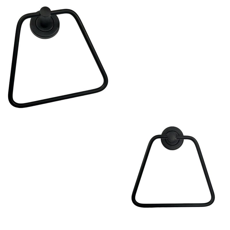 Nooks Stainless Napkin and Towel Holder for BathroomLiving RoomKitchenIndoorOutdoor Tringle Shape Ring Pack of 2 Black Colour - Image 1