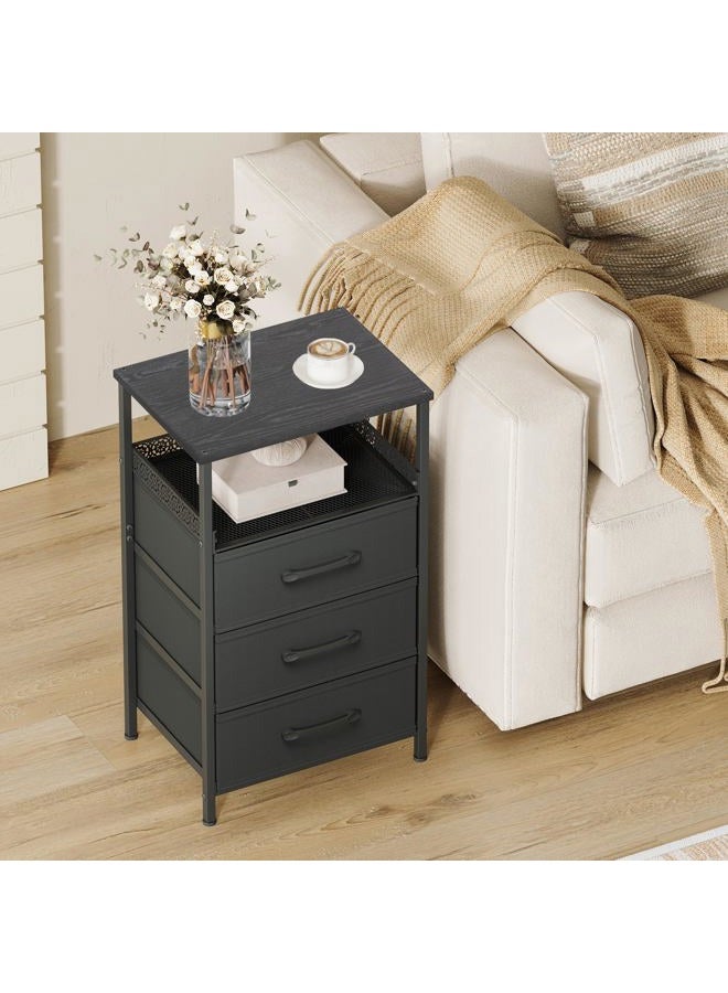 JARHETUN End Table with 3 Drawers, Black - Image 4
