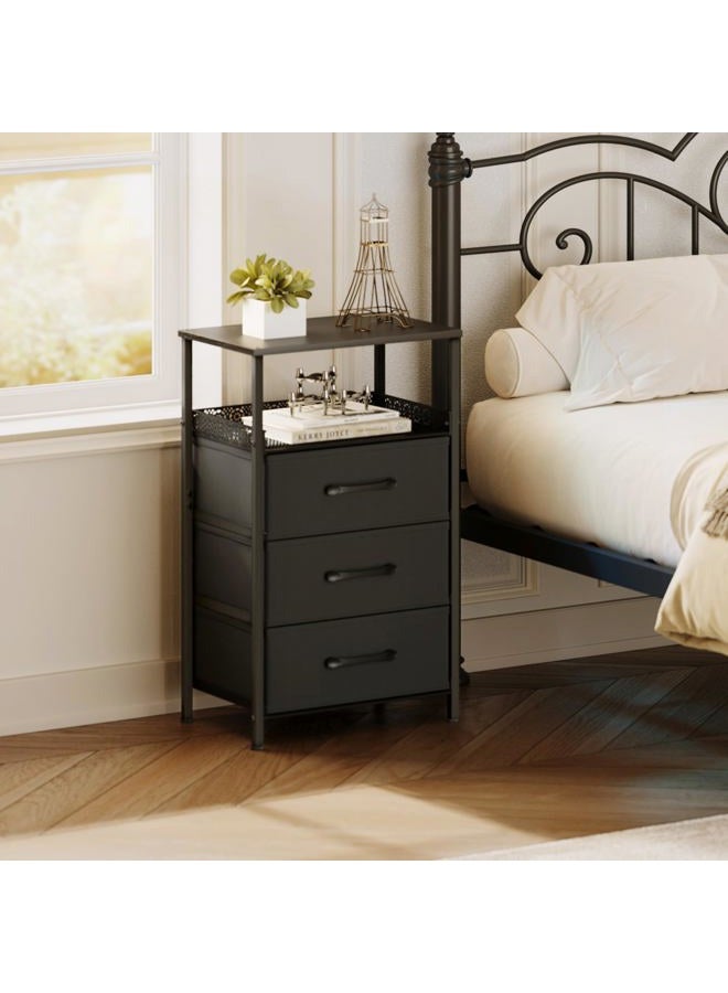 JARHETUN End Table with 3 Drawers, Black - Image 2