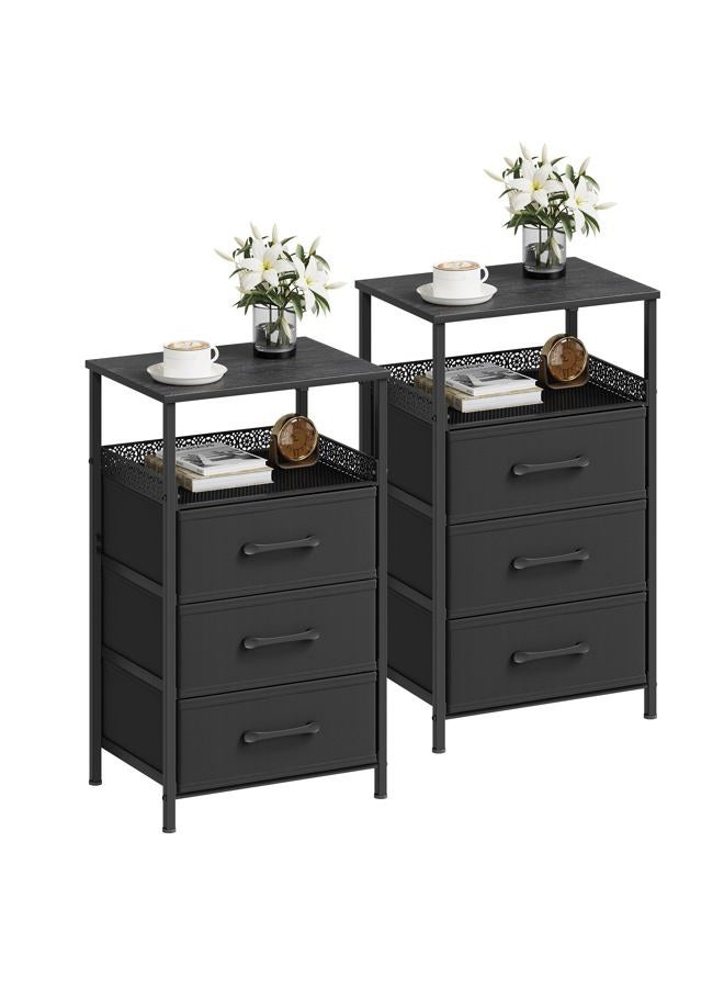 JARHETUN End Table with 3 Drawers, Black - Image 1
