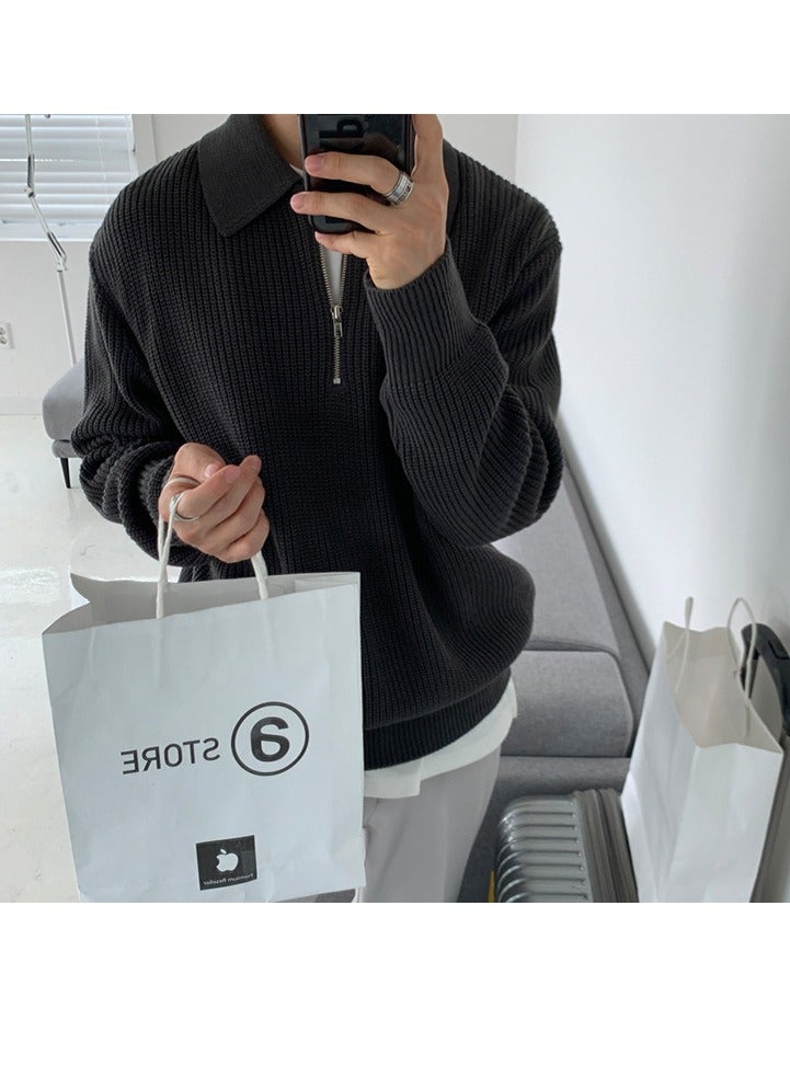 NIBEMINENT Retro Knitted Cable Sweater, Men's Casual Warm Slightly Stretch LapelPullover Sweater For Men Fall Winter  - Image 4