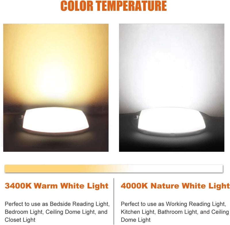 Facon 12V LED RV Dome Light, Length: 9-1/4'', DDS01-608-CW, Large Oval Pancake Light, 12Volt Interior Ceiling Dome Light with On/Off Switch, for RV Motorhomes Camper Caravan Trailer Boat - Image 3