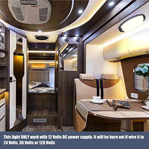 Facon 12V LED RV Dome Light, Length: 9-1/4'', DDS01-608-CW, Large Oval Pancake Light, 12Volt Interior Ceiling Dome Light with On/Off Switch, for RV Motorhomes Camper Caravan Trailer Boat - Image 2