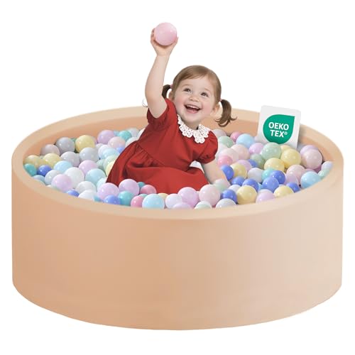 Zedachica Ball Pit for Toddlers 3543x1181 Baby Ball Pit Soft Memory Foam Ball Pool Round Kids Ball Pit Indoor and Outdoor Game Kids Play Ball Pool Ideal Gift for Girls and Boys Beige NO Balls - Image 1
