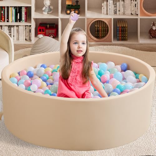 Zedachica Ball Pit for Toddlers 3543x1181 Baby Ball Pit Soft Memory Foam Ball Pool Round Kids Ball Pit Indoor and Outdoor Game Kids Play Ball Pool Ideal Gift for Girls and Boys Beige NO Balls - Image 5