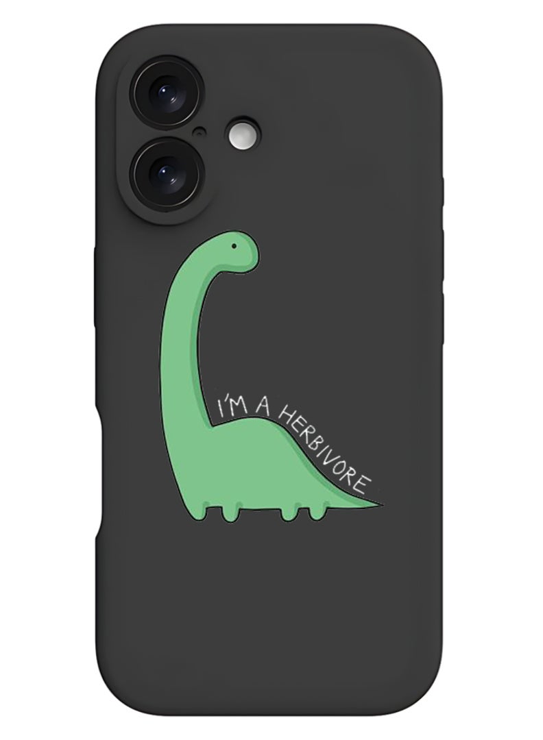 Theodor Protective Slim Fit Case Liquid Silicone Cover with Full Body Protection Anti-Scratch Shockproof Case For Apple iPhone 17 (Black) Dino - White - Image 1