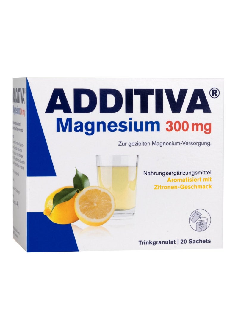 Additiva Magnesium Drink 300mg 20 Effervescent Granule Sachets, 74g - Image 2
