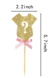 KASTWAVE 30 Pcs Cupcake Toppers with Bowknot Gold Glitter, Baby Shower Cupcake Picks, Gender Reveal Cupcake Topper Decorations for Gender Reveal Baby Shower Kids Birthday Party Supplies  - Image 3