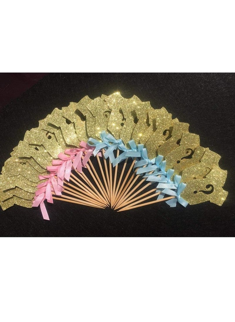 KASTWAVE 30 Pcs Cupcake Toppers with Bowknot Gold Glitter, Baby Shower Cupcake Picks, Gender Reveal Cupcake Topper Decorations for Gender Reveal Baby Shower Kids Birthday Party Supplies  - Image 5