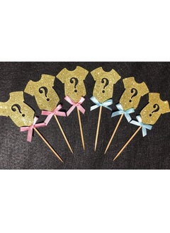 KASTWAVE 30 Pcs Cupcake Toppers with Bowknot Gold Glitter, Baby Shower Cupcake Picks, Gender Reveal Cupcake Topper Decorations for Gender Reveal Baby Shower Kids Birthday Party Supplies  - Image 4