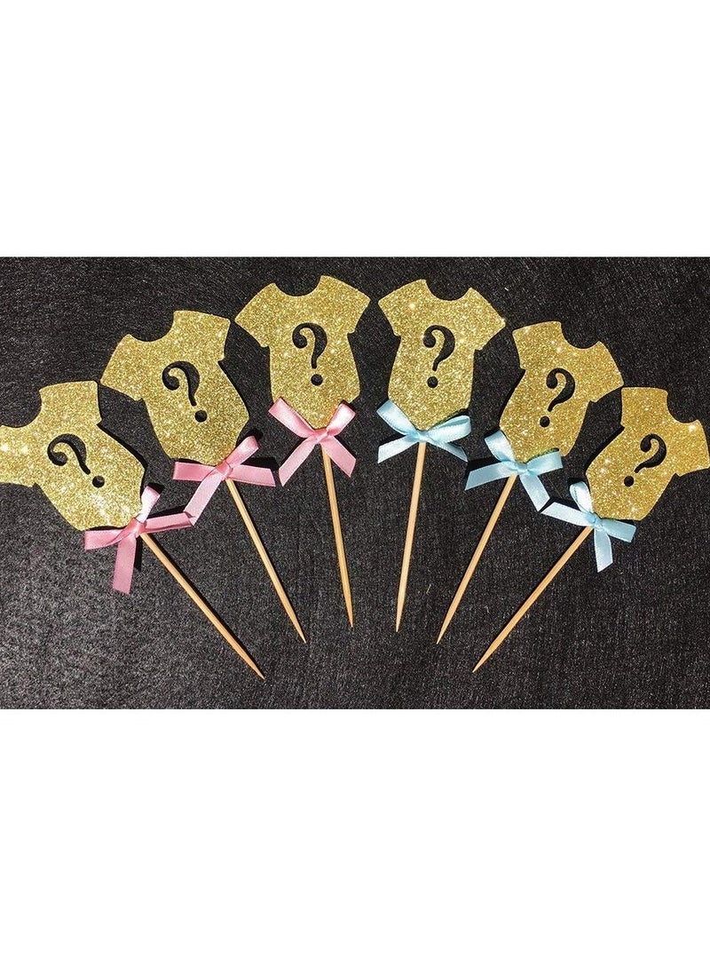 KASTWAVE 30 Pcs Cupcake Toppers with Bowknot Gold Glitter, Baby Shower Cupcake Picks, Gender Reveal Cupcake Topper Decorations for Gender Reveal Baby Shower Kids Birthday Party Supplies  - Image 4