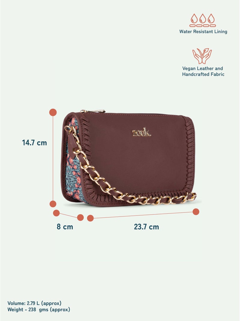 ZOUK Small Shoulder Bag Bag for Women | Stylish Vegan Leather Shoulder Bag with Gold Chain Handle | Water-Resistant | Chic & Handcrafted Purse | Kolkata Nouveau - Image 5