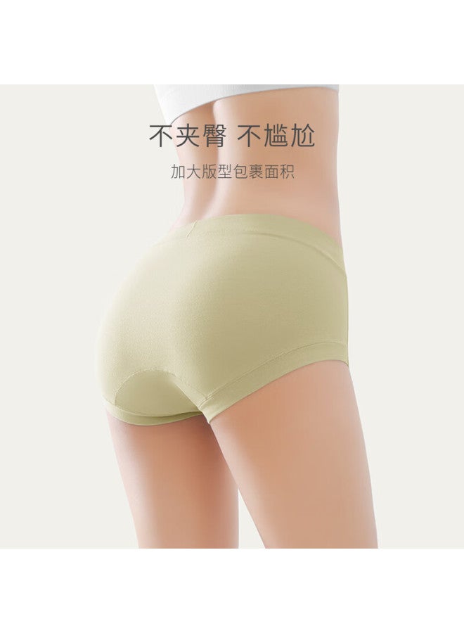 Youngyell Women's Plus Size 10a Antibacterial Pure Cotton Crotch Mid-waist Seamless Breathable 60-count Xinjiang Cotton Underwear 3-pack - Image 2