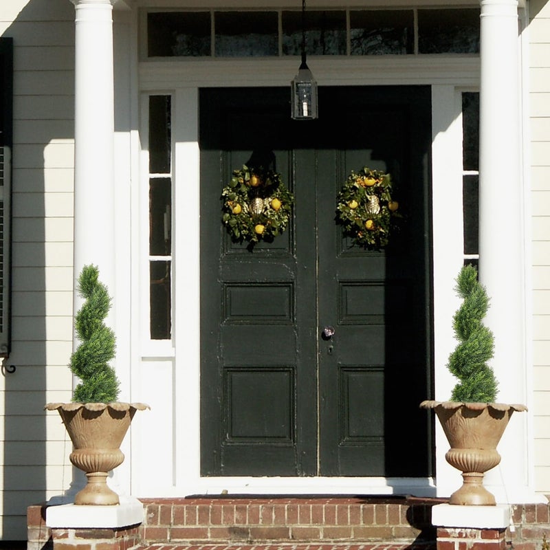 THE BLOOM TIMES 3ft Artificial Topiary Trees Set of 2, 36 inch Faux Cedar Cypress Spiral Topiary Trees Outdoor - Fake Plants for Garden Front Porch Indoor Outside Planter Christmas Decor 3 Foot - Image 5
