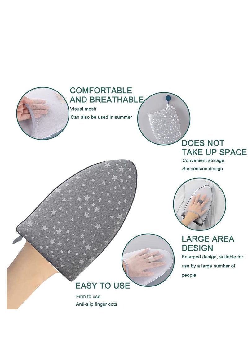 KASTWAVE Garment Steamer Ironing Glove Waterproof Heat Resistant Anti Steam Mitt with Finger Loop Complete Care Protective Garment Steaming Mitt Accessories for Clothes (Grey stars)  - Image 2