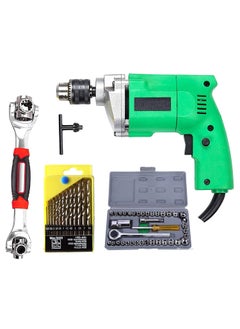 Shopper52 Shopper52 10mm Powerful Electric Drill Machine with 13Pcs Drill Bit Set 40PC Screwdriver Set and 48in1 Wrench Spanner Set  - Image 1