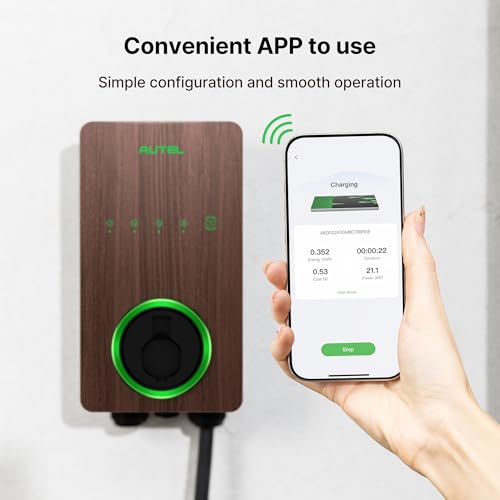 Autel Maxicharger Electric Vehicle (EV) Charger,240V Indoor/Outdoor Car Charging Station with Level 2, Wood Grain - Image 4