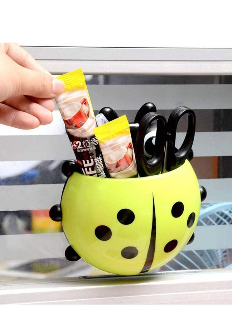 Toothbrush Stand Wall Suction Cup, Cute Cartoon Mount Holder Container Mighty Toothpaste Razor Bathroom Organizer Storage Mounted Small Toiletry Items Yellow - Image 1
