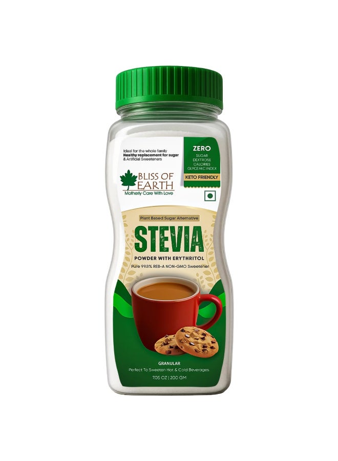 BLISS OF EARTH Stevia Sweetener Sugarfree Diet Sugar 200gm - Image 1