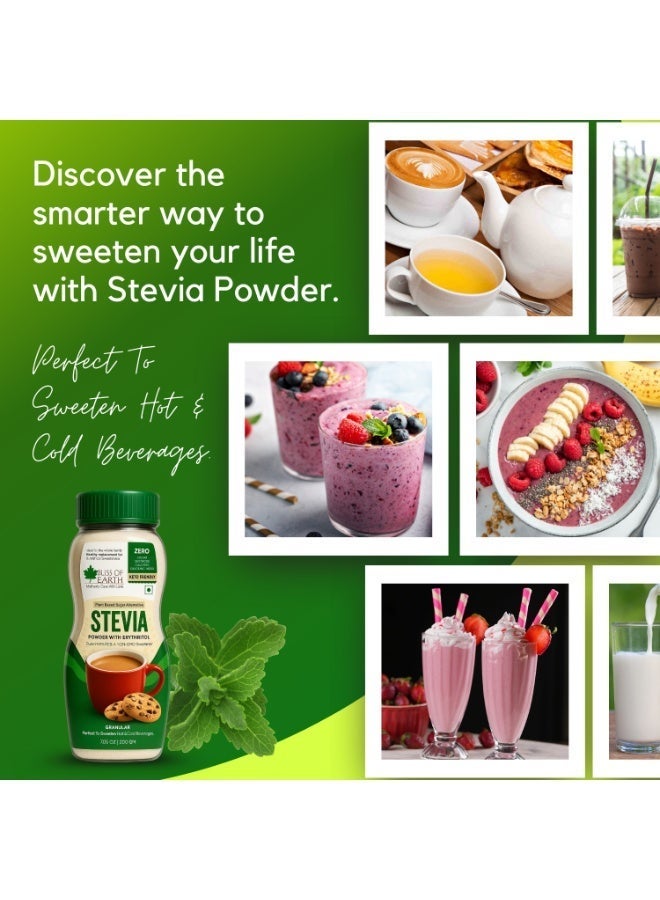 Bliss of Earth Stevia Sweetener With Erythritol, Natural Zero Calorie Sugar Substitute, Keto & Diabetic Friendly, 200g - Image 4