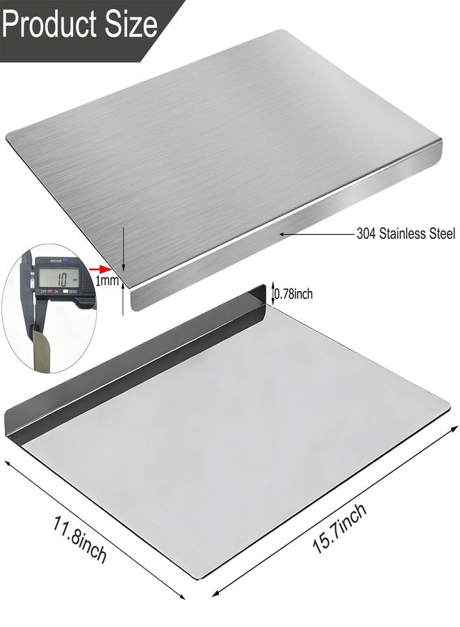 YSSDBBB L-Shaped 304 Stainless Steel Cutting Board with Lip for Kitchen 15.7×11.8×0.06" Metal Chopping Board Double-Sided Use for Suitable for Meat Fruits Vegetables Bread (1Pack) - Image 3