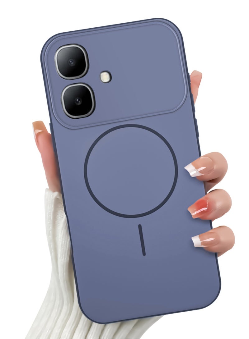 Hybrid Acrylic Protective Case For Infinix Smart 20 – Hard Clear Back with Silicone Bumper & Trendy Ring Design – Blue