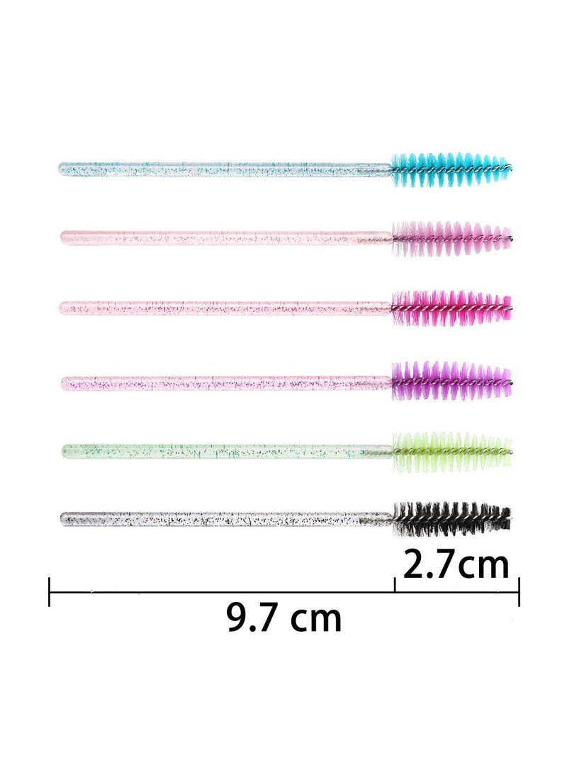 SANIYE 300 PCS Disposable Mascara Brushes Crystal Eyelash Brushes Mascara Wands Applicator Eyelash Extensions Makeup Tools Eyebrow Brush (Crystal multicolor)  - Image 2