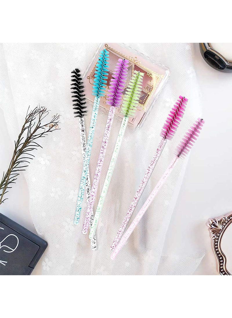 SANIYE 300 PCS Disposable Mascara Brushes Crystal Eyelash Brushes Mascara Wands Applicator Eyelash Extensions Makeup Tools Eyebrow Brush (Crystal multicolor)  - Image 3
