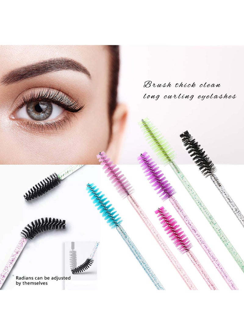 SANIYE 300 PCS Disposable Mascara Brushes Crystal Eyelash Brushes Mascara Wands Applicator Eyelash Extensions Makeup Tools Eyebrow Brush (Crystal multicolor)  - Image 4