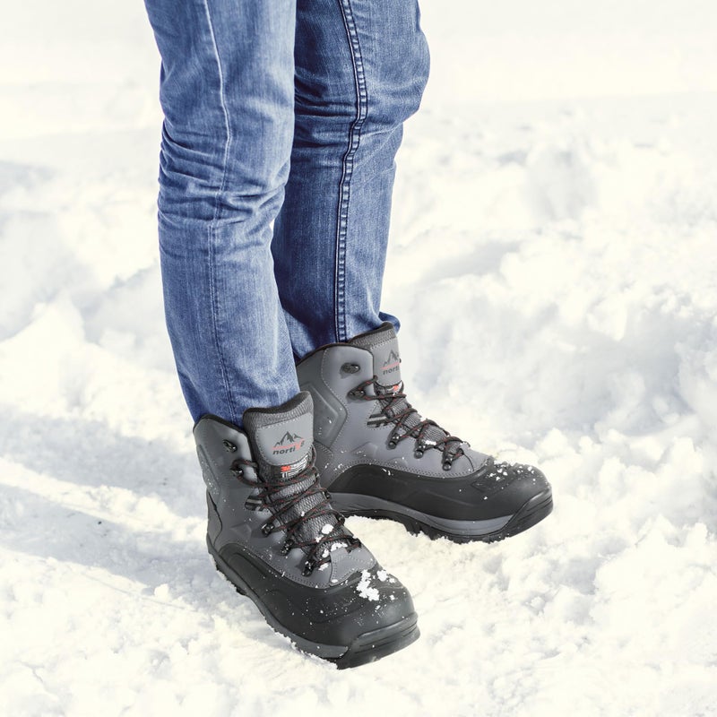 NORTIV 8 Men's Insulated Waterproof Construction Hiking Winter Snow Boots,Size 8.5,Grey,TUNDRA - Image 2