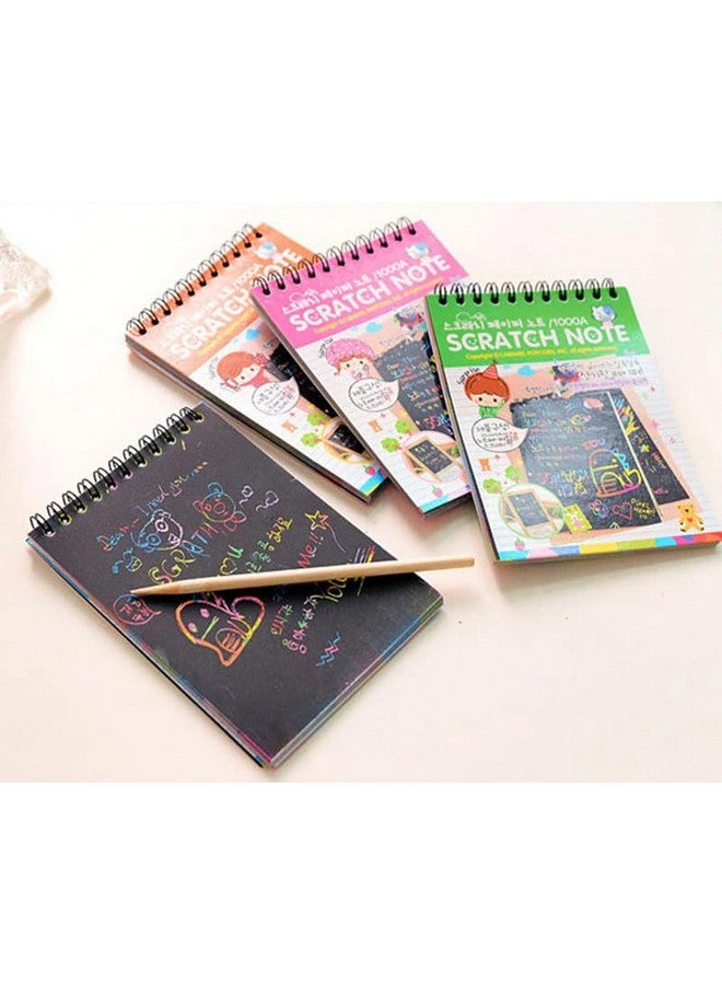 GLUN® Scratch Notepad Pack of 3 with Magical Rainbow Color, Notepad with Pencil Stick, Educational Toy for Kids - Image 1