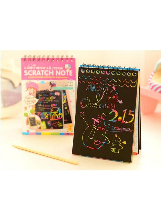 GLUN® Scratch Notepad Pack of 3 with Magical Rainbow Color, Notepad with Pencil Stick, Educational Toy for Kids - Image 2