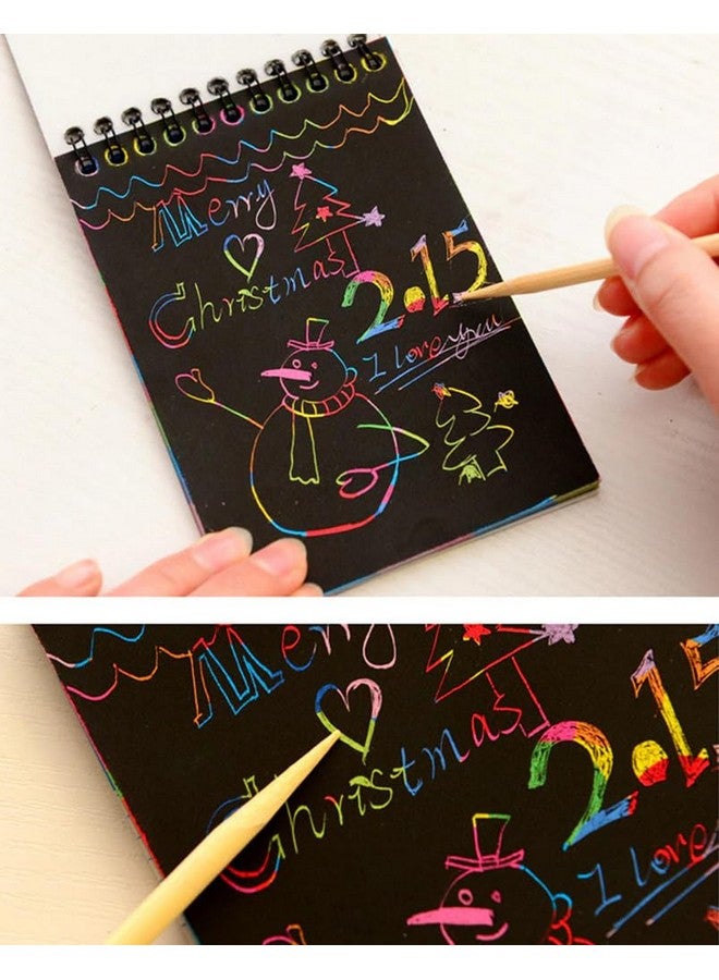 GLUN® Scratch Notepad Pack of 3 with Magical Rainbow Color, Notepad with Pencil Stick, Educational Toy for Kids - Image 3