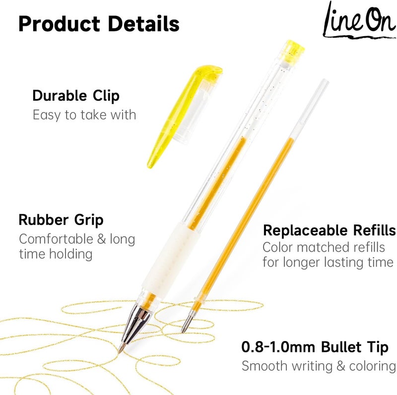 Lineon Gel Pens, 50 Pack Gel Pen Set 25 Colored Gel Pen with 25 Refills for Adults Coloring Books Drawing Doodling Crafts Scrapbooking Bullet Journaling - Image 3