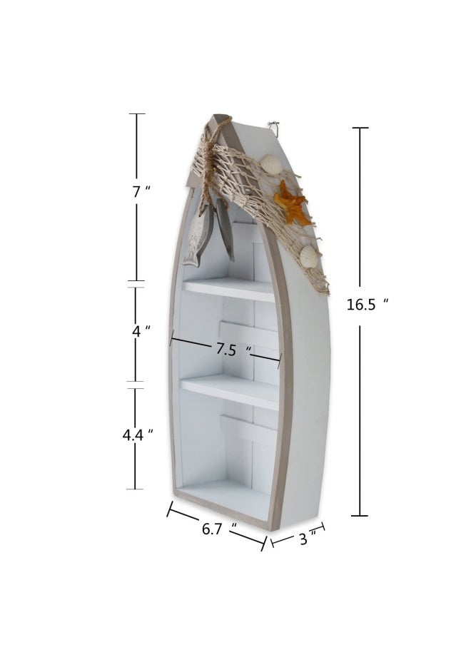 Generic - Waroom Home Waroom Wooden House Lighthouse Decor 25.5 Cm H Nautical Themed Rooms Lighthouse Home Decoration With Sea Bird And Anchor White Lighthouse Boat Shelf - Image 1