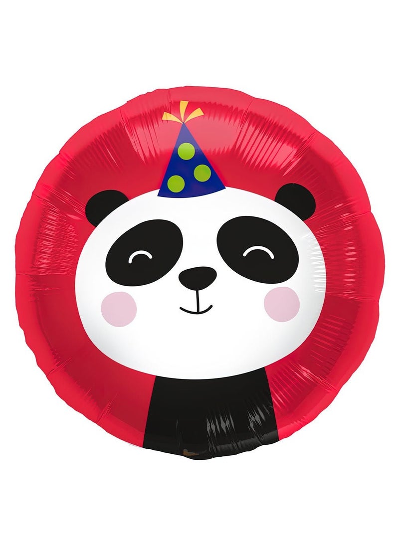 Folat Panda Round Foil Balloon Red 45cm - Image 1
