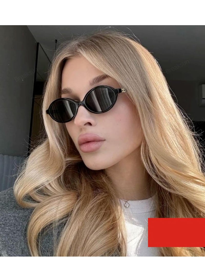 Excefore نظارات شمسية مستديرة عتيقة للنساء والرجال، 2 قطعة نظارات مستديرة عصرية مع حقيبة جلدية، أسلوب تسعينيات عتيق، حماية UV400 نظارات قيادة عتيقة للنظارات الخارجية  - Image 2