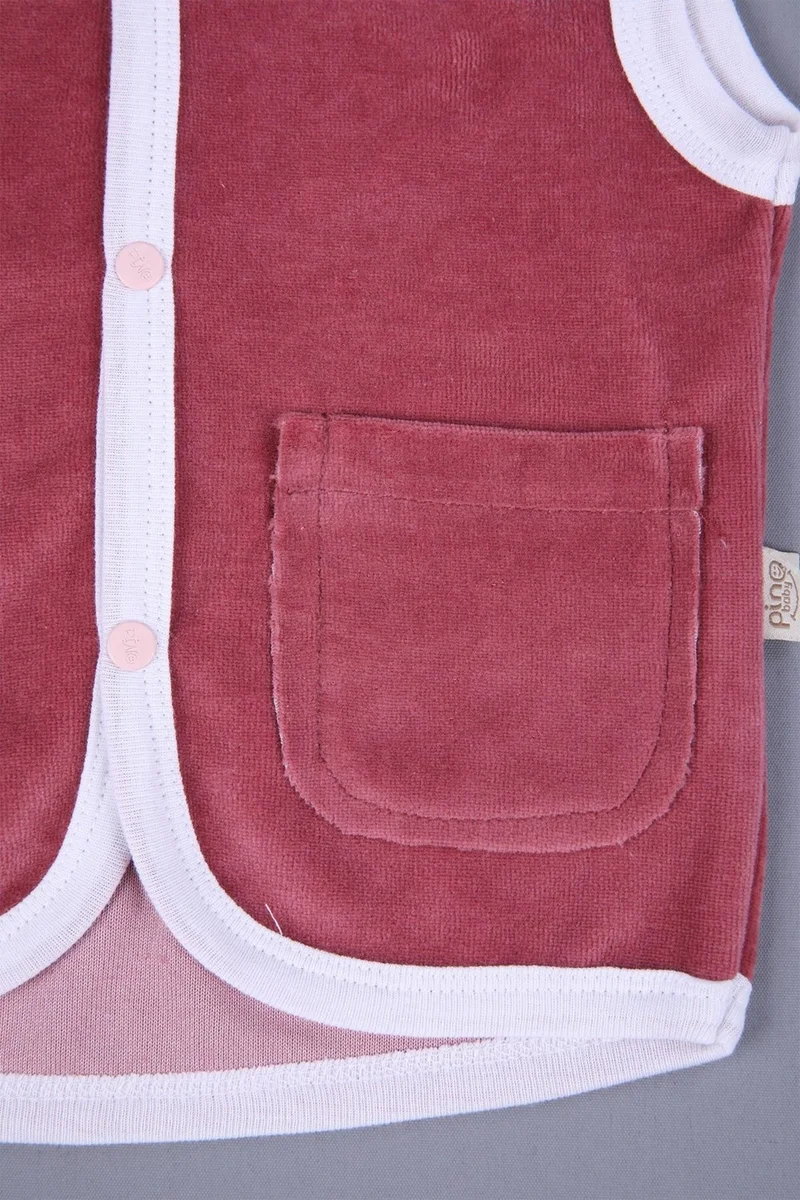 بيبي هولا Baby Girl, Boy, Hooded Velvet Vest with Pockets 3297