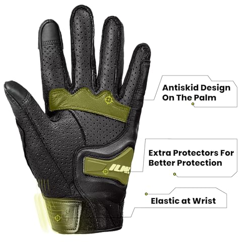 ILM Goatskin Leather Motorcycle Motorbike Powersports Racing Gloves Touchscreen for Men and Women Model DN01(M, Black Perforated) - Image 5