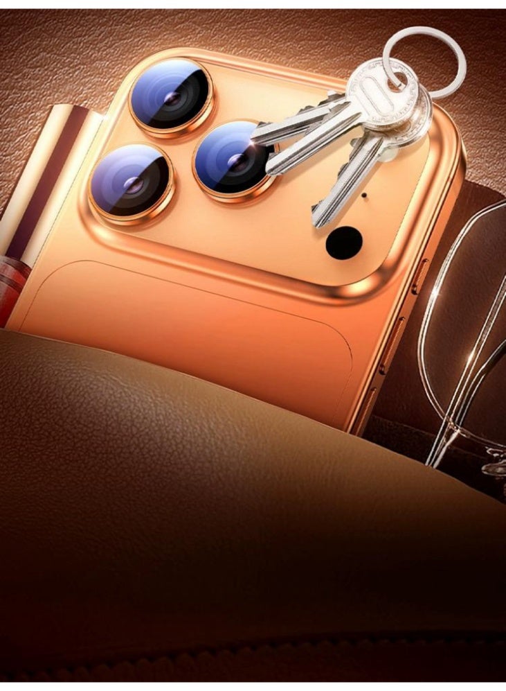 For iPhone 17 Pro Camera Lens Protector 9H Tempered Glass Camera Cover Screen Metal Ring Case Friendly Scratch Resistant Easy to Install - Orange - Image 2